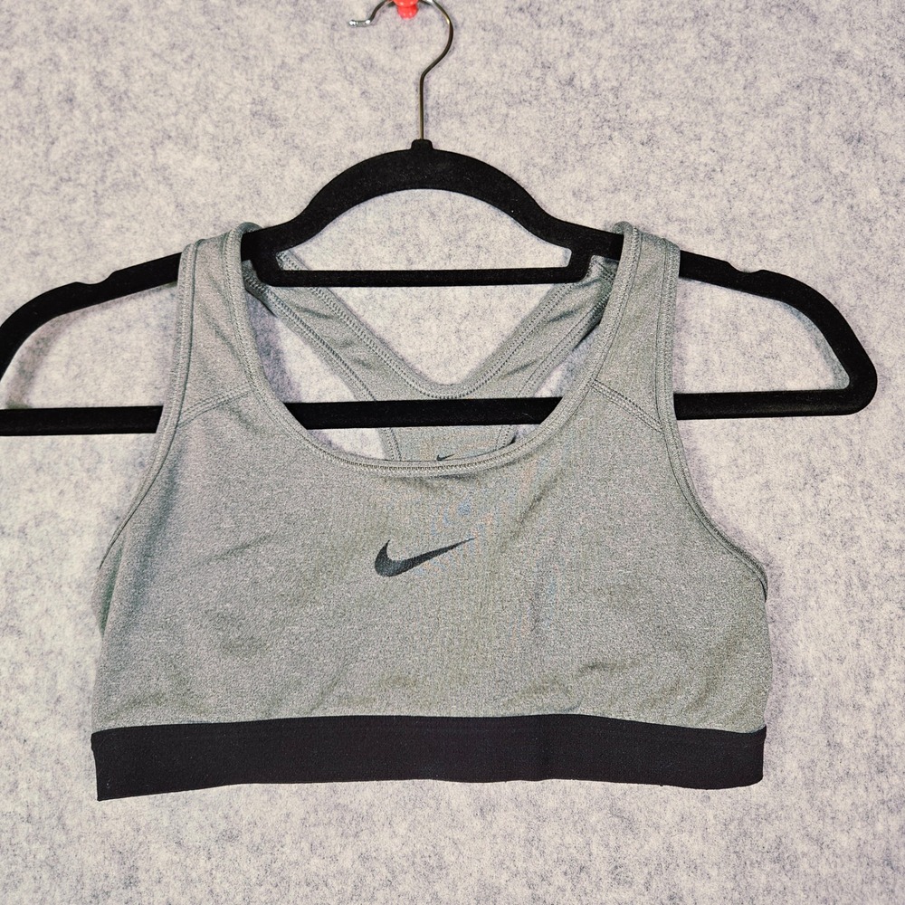 Nike Women Gray Sports Bra Dri-FIT Racerback Workout Gym Active Comfort Sz S